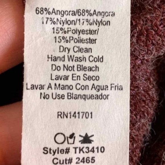 143 Story Line Up Angora blend sweater long sleeve turtleneck maroon knockout - Picture 16 of 16